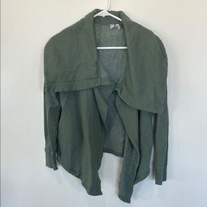 Green Open Front Cardigan